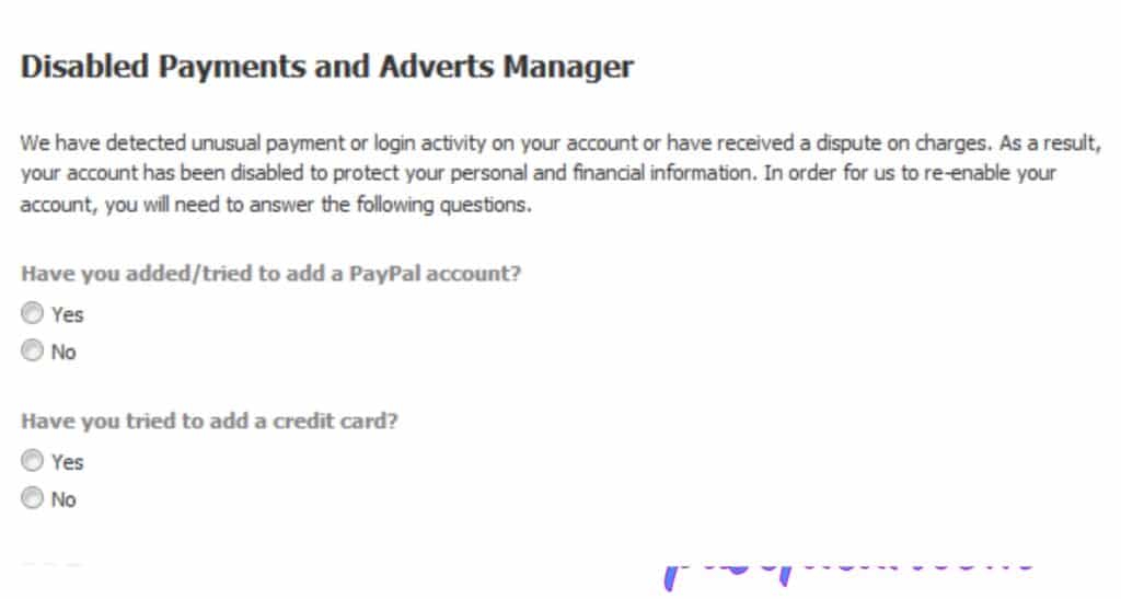 Disable Payments and Adverts Manager
