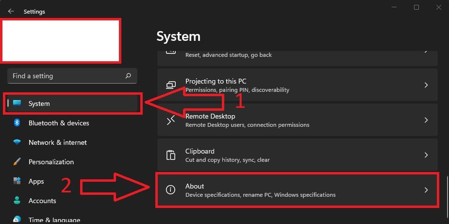 Windows 11 setting, about page