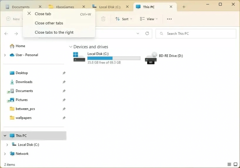 File Explorer tabs (preview)