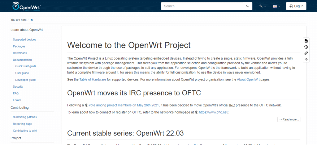OpenWrt Project website home page